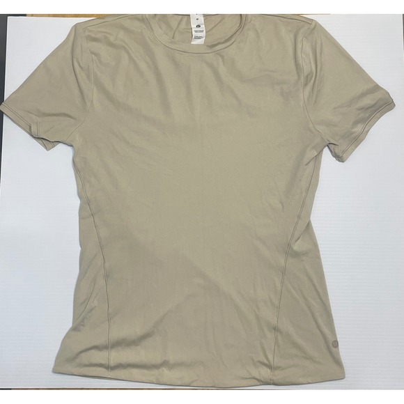lululemon athletica Pants - Lululemon Tan T-Shirt Women’s Medium Athletic Fit Workout Top
